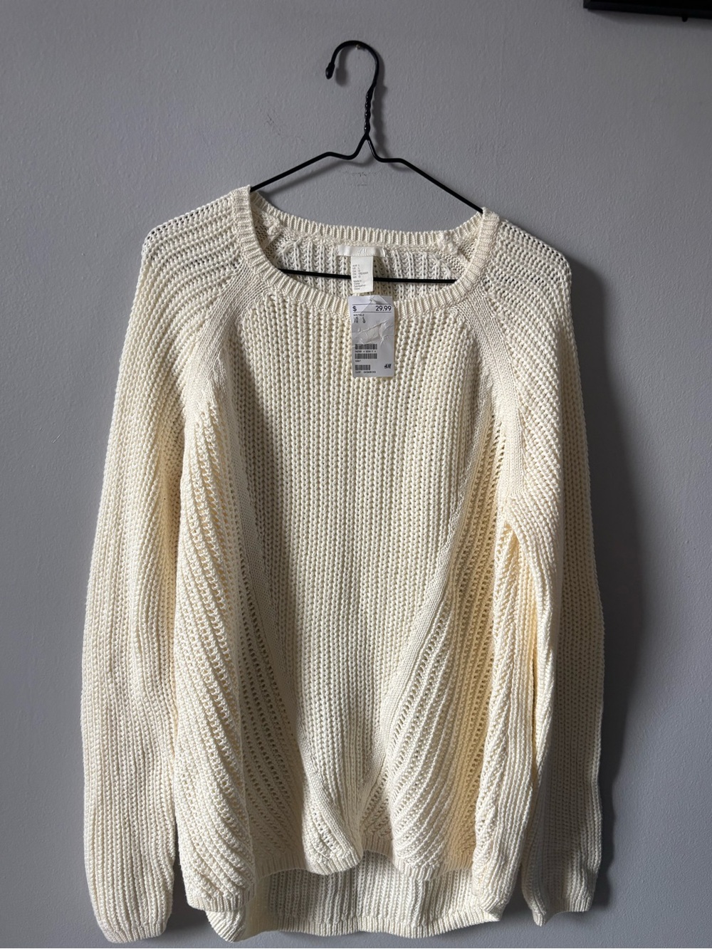H&M Cream Open-Knit Crewneck Sweater